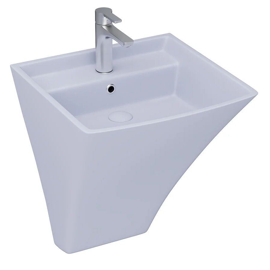 Lucco Loop 50 cm Monoblok Lavabo, Mat Buz Mavi