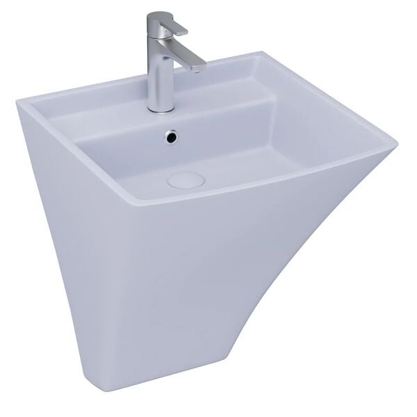 Lucco Loop 50 cm Monoblok Lavabo, Mat Buz Mavi