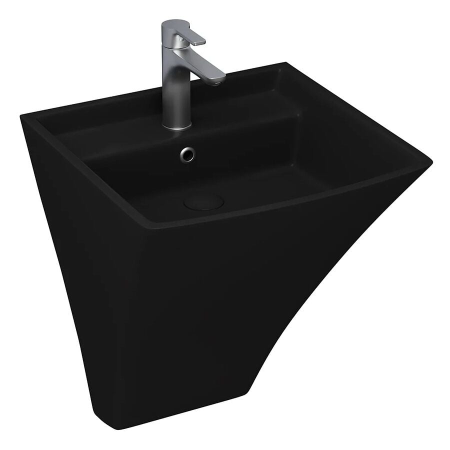Lucco Loop 50 cm Monoblok Lavabo, Mat Siyah