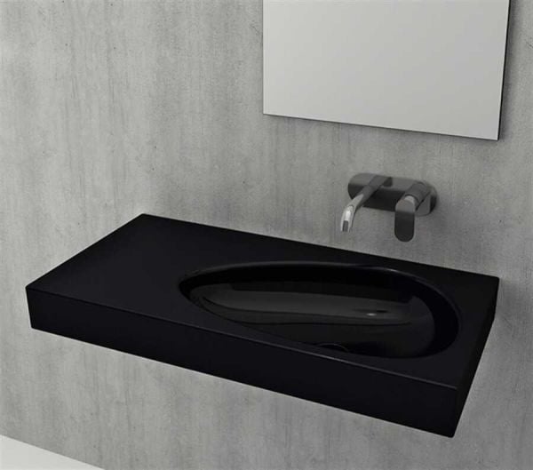 BOCCHI Etna Etajerli Lavabo, Parlak Siyah