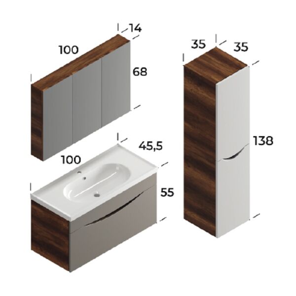 Smart Smile 100 cm Beyaz Banyo Dolabı
