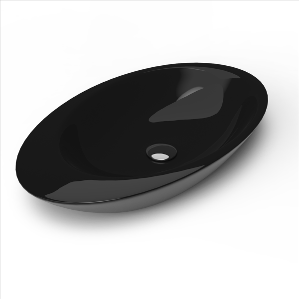 Lucco Gocce 74 cm Tezgah Üstü Lavabo Parlak Siyah