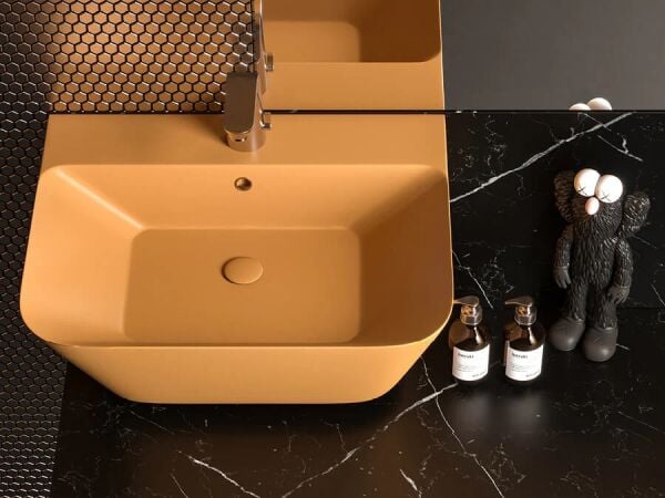 Lucco Moena 55 cm  Monoblok Lavabo, Mat Hardal Sarı