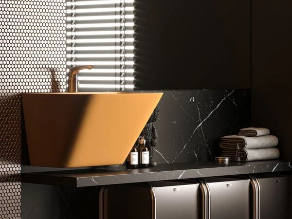 Lucco Moena 55 cm  Monoblok Lavabo, Mat Hardal Sarı