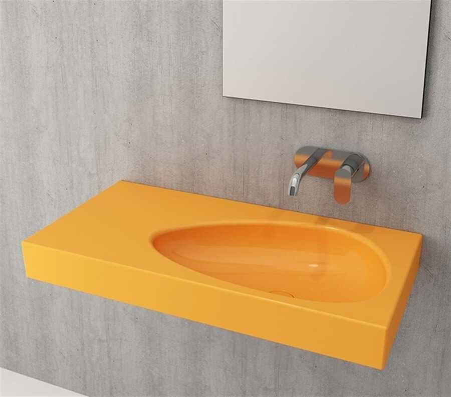 BOCCHI Etna Etajerli Lavabo, 90 cm, Mandalina Sarısı
