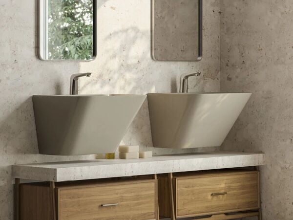 Lucco Moena 55 cm  Monoblok Lavabo, Mat Latte
