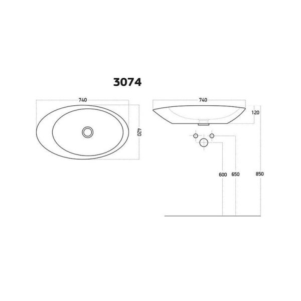 Lucco Gocce 74 cm Tezgah Üstü Lavabo Turuncu