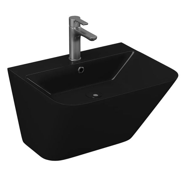 Lucco Moena 55 cm  Monoblok Lavabo, Parlak Siyah