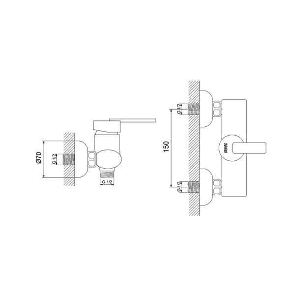 NEWARC - Master Aplike Duş Bataryası Krom 187041