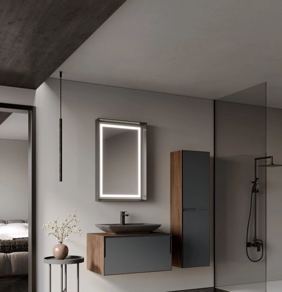 Orka Craft 80 cm  Ceviz Antrasit Lavabo Banyo Dolabı