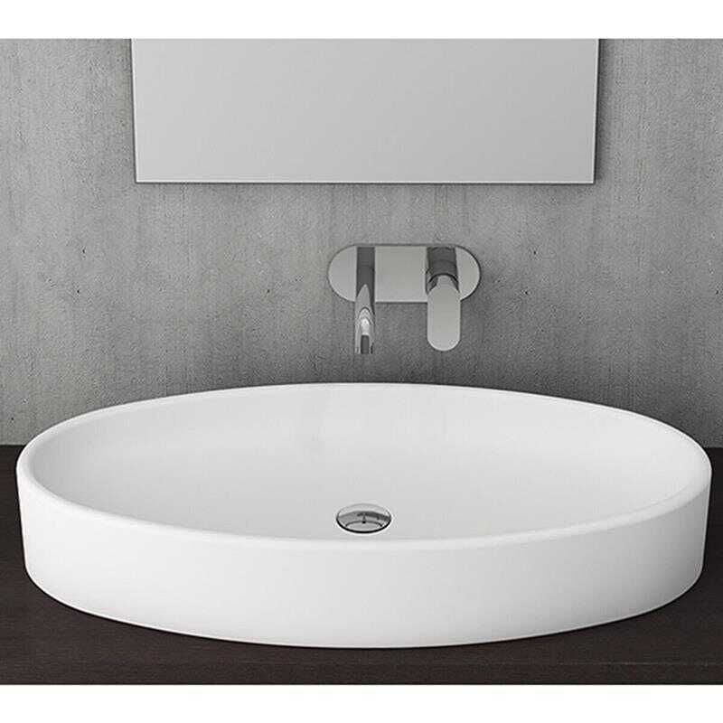 BOCCHI Vessel Elips Çanak Lavabo, 85 cm, Parlak Beyaz