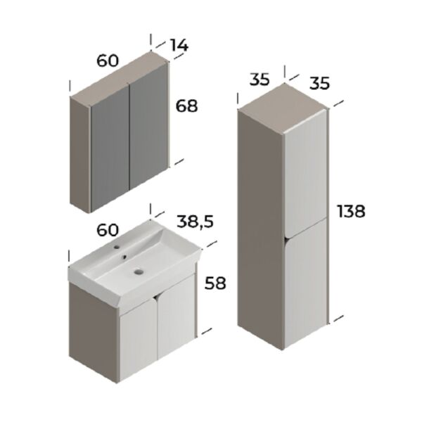 Smart Miya 60 cm Beyaz Banyo Dolabı