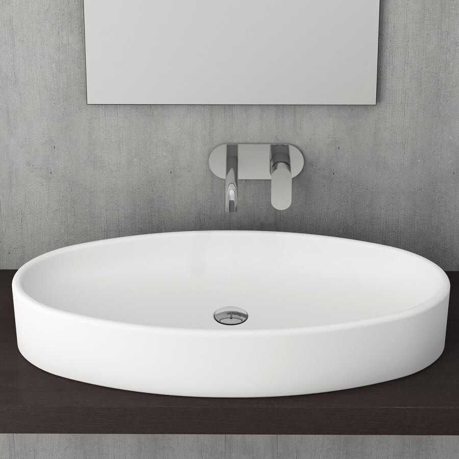 BOCCHI Vessel Elips Çanak Lavabo, 85 cm, Mat Beyaz