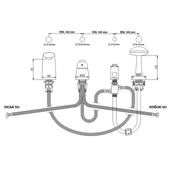 NEWARC - Master Ankastre Küvet Bataryası Krom 187151
