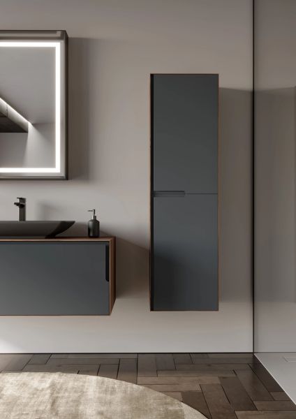 Orka Craft 100 cm  Ceviz Antrasit Lavabo Banyo Dolabı