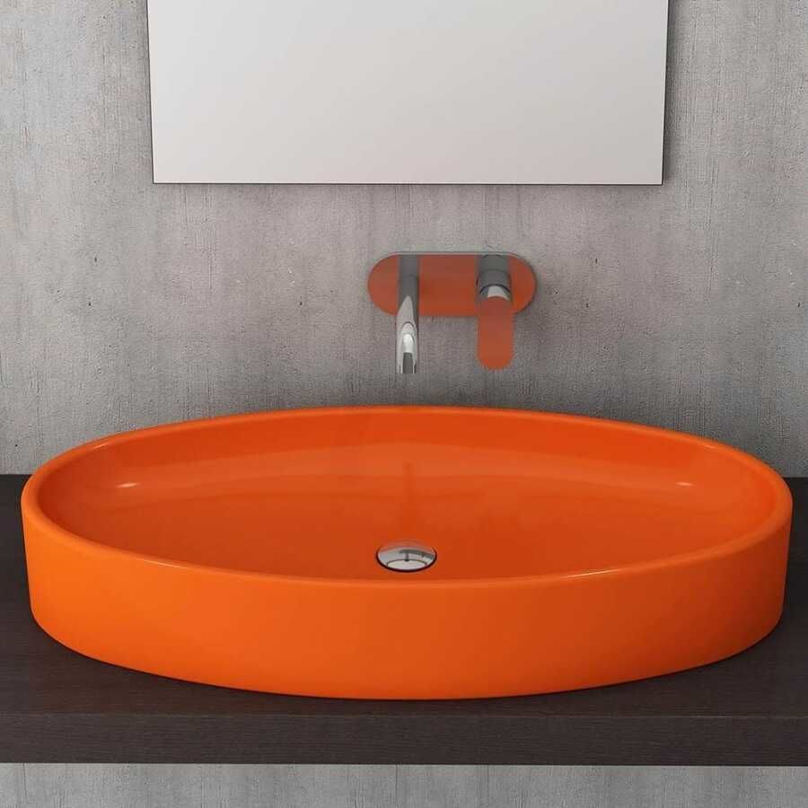 BOCCHI Vessel Elips Çanak Lavabo, 85 cm, Turuncu