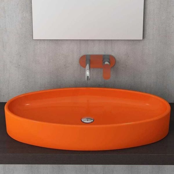 BOCCHI Vessel Elips Çanak Lavabo, 85 cm, Turuncu