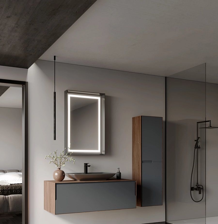 Orka Craft 120 cm  Ceviz Antrasit Lavabo Banyo Dolabı