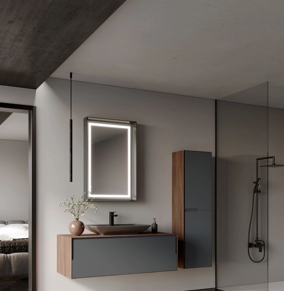 Orka Craft 120 cm  Ceviz Antrasit Lavabo Banyo Dolabı