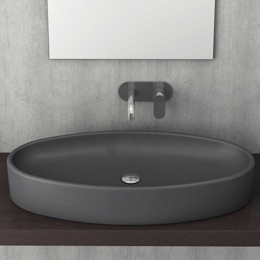 BOCCHI Vessel Elips Çanak Lavabo, 85 cm, Mat Antrasit