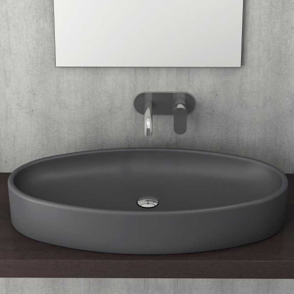 BOCCHI Vessel Elips Çanak Lavabo, 85 cm, Mat Antrasit