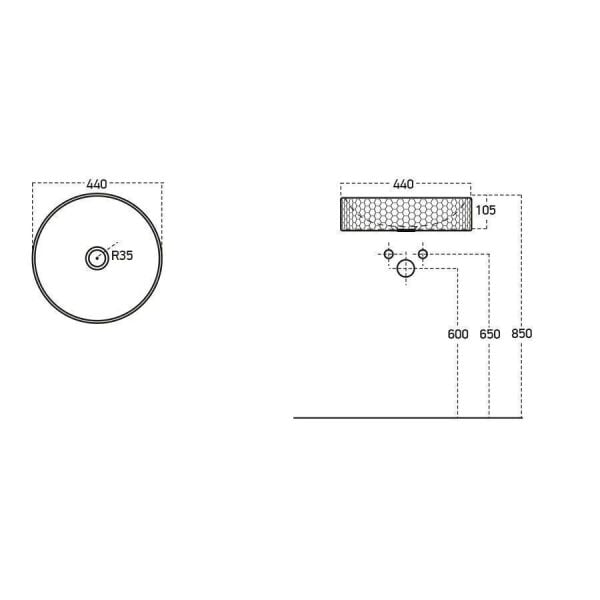 Lucco Siena 44 cm Çanak Lavabo Mat Siyah