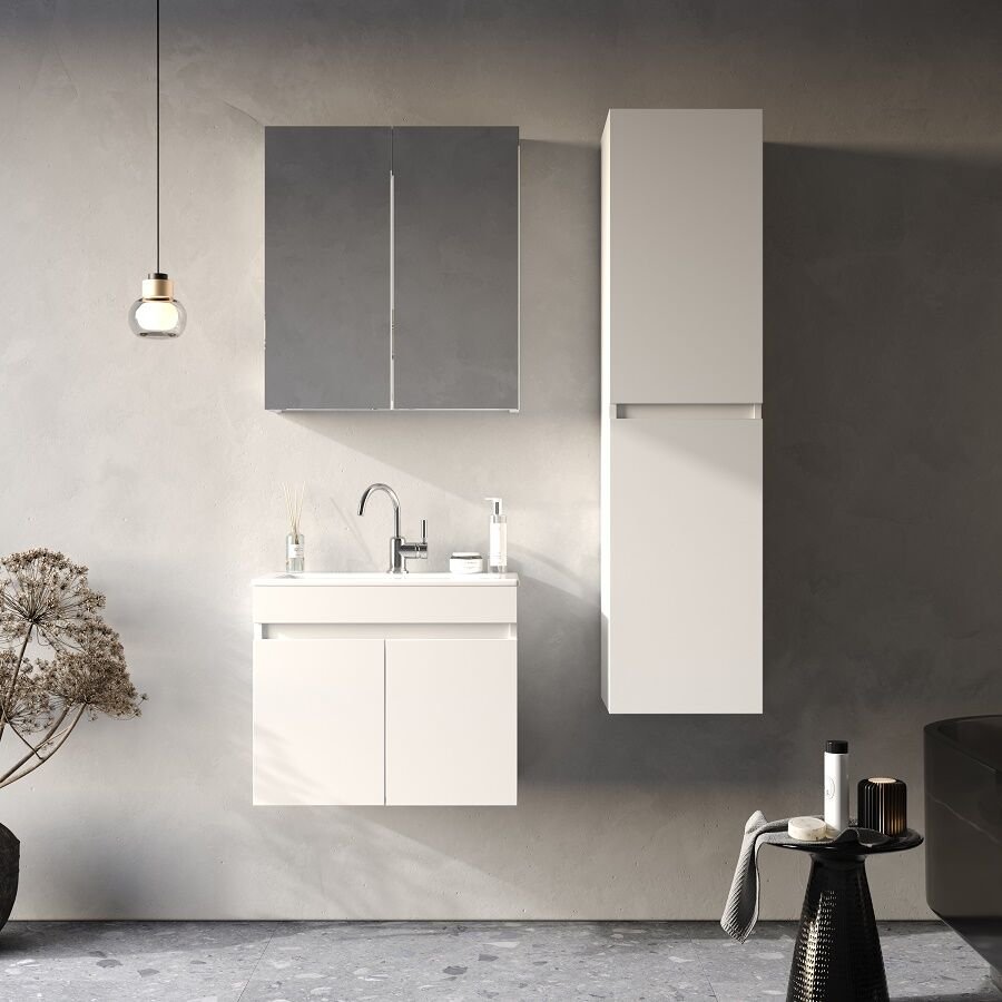 Smart Lotus 60 cm Beyaz Banyo Dolabı