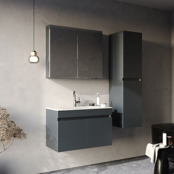 Smart Lotus 80 cm Antrasit Banyo Dolabı