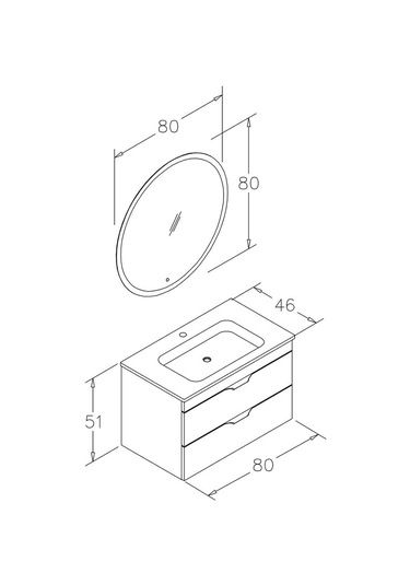 Orka Vento 80 cm Dublin  Banyo Dolabı