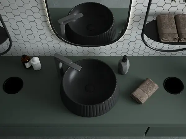 Lucco Deep 40 cm Çanak Lavabo Parlak Siyah