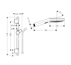 Hansgrohe Raindance Select E 120 Parlak Siyah Sürgülü El Duşu