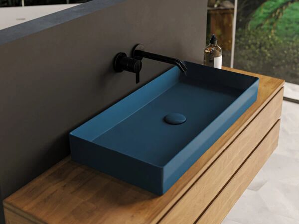 Lucco Balance 75 cm Tezgah Üstü Lavabo Mat Petrol Mavi