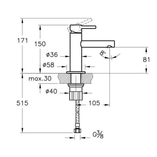 Vitra Origin Kısa Lavabo Bataryası Bakır