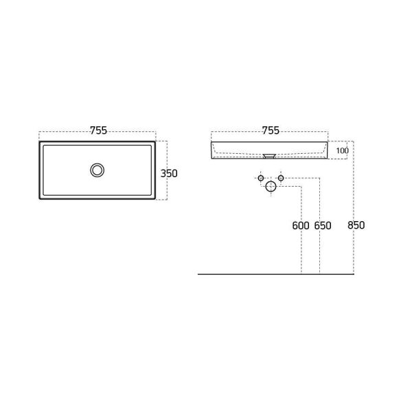 Lucco Balance 75 cm Tezgah Üstü Lavabo Mat Yeşil