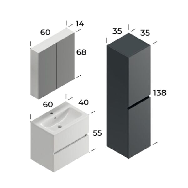 Smart İcon 60 cm Beyaz Banyo Dolabı
