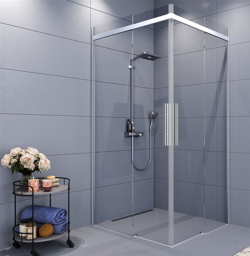 Gama Serisi 120x90 Krom Profil Şeffaf Camlı Duşakabin 120x80