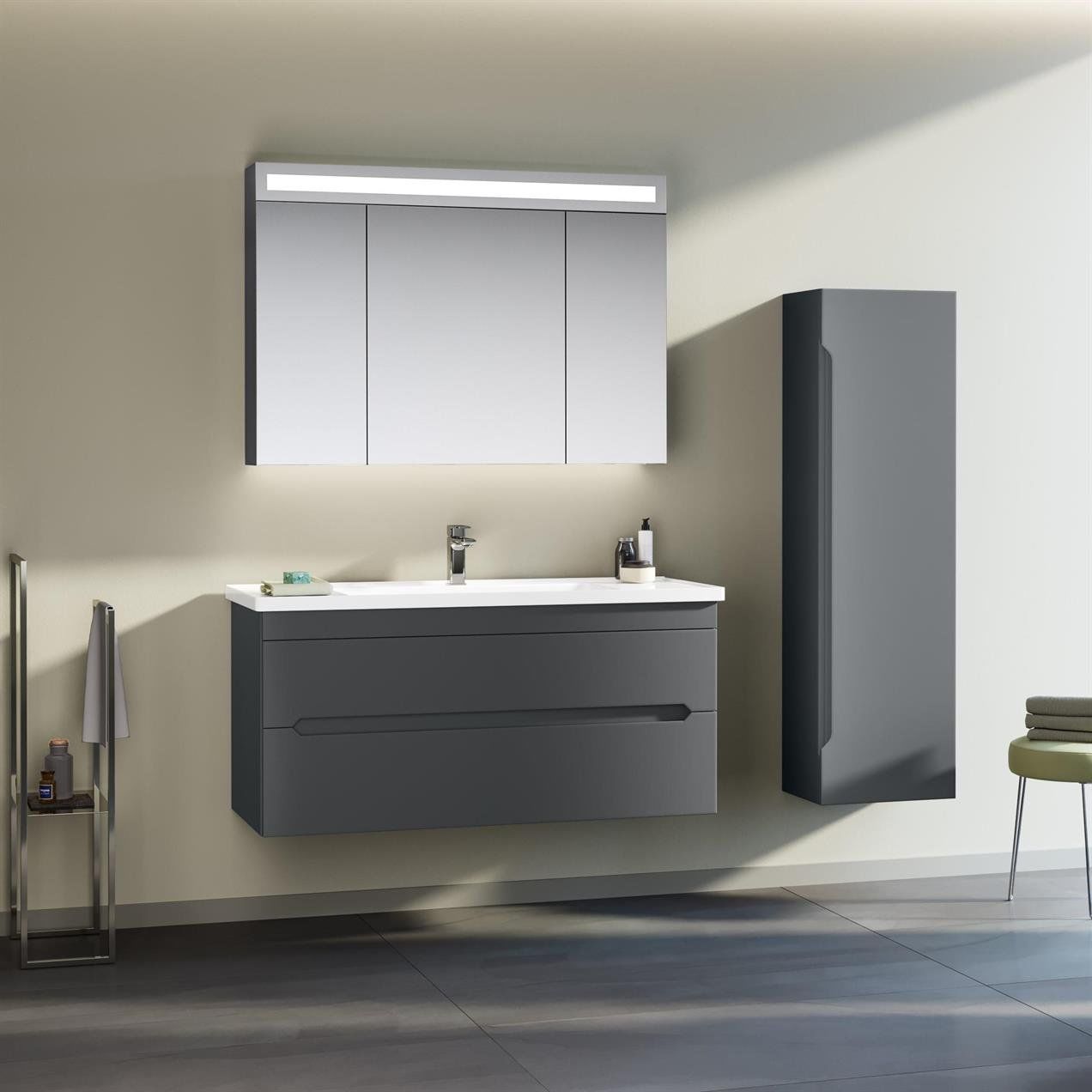 Orka Varna 100 cm Mat Antrasit  Banyo Dolabı