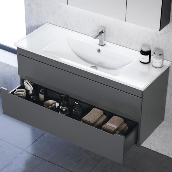 Orka Varna 100 cm Mat Antrasit  Banyo Dolabı