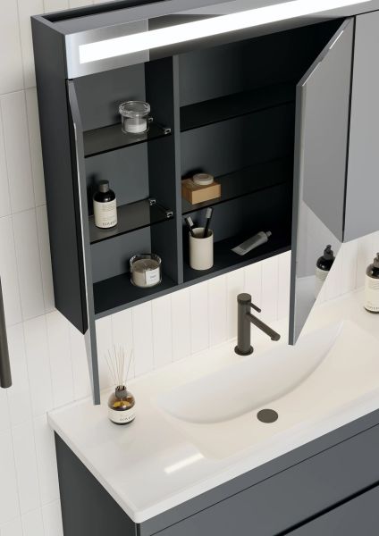 Orka Varna 100 cm Mat Antrasit  Banyo Dolabı