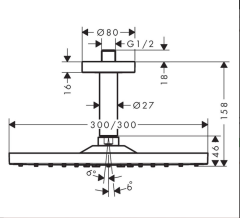 Hansgrohe Raindance E 300 Parlak Altın Tepe Duşu
