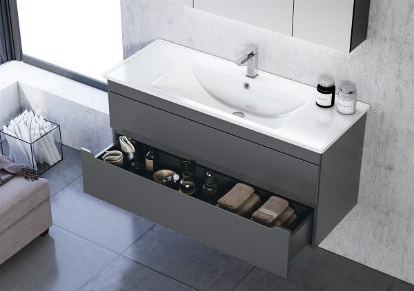 Orka Varna 120 cm Mat Antrasit  Banyo Dolabı