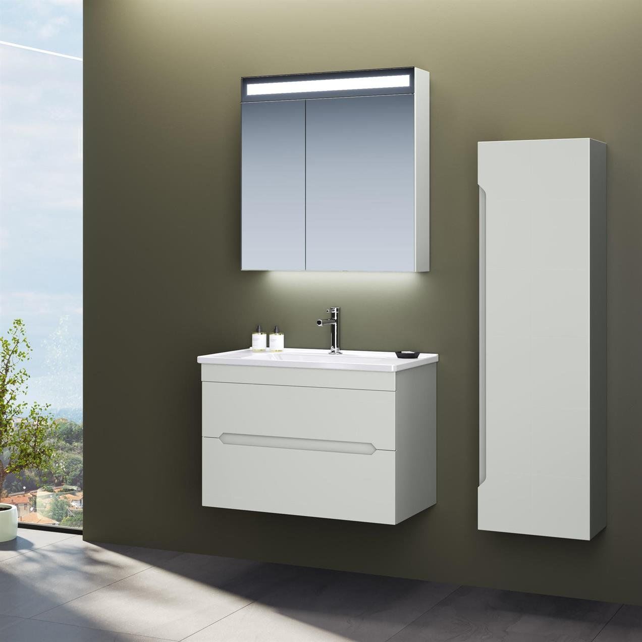 Orka Varna 80 cm Mat Kaşmir  Banyo Dolabı