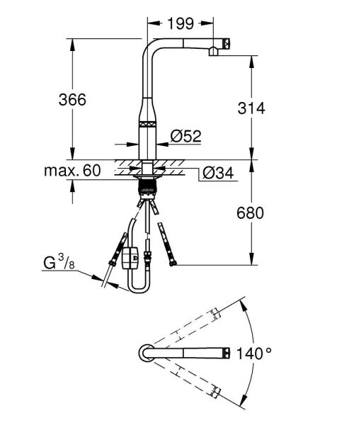 Grohe Essence SmartControl Spiralli Eviye Bataryası