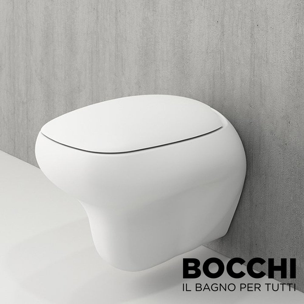 BOCCHI Fenice Asma Klozet, Mat Beyaz Klozet Kapağı Dahil