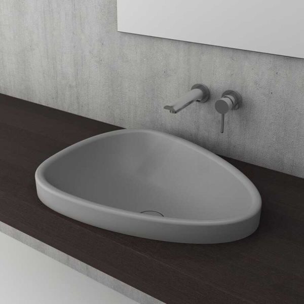 BOCCHI Etna Tezgah Üstü Lavabo 58 cm Mat Gri