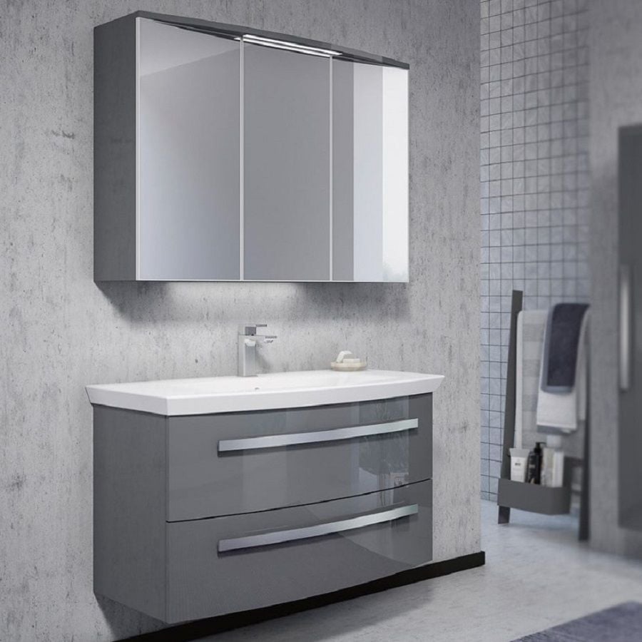 Orka Urla 90 cm  Parlak Antrasit  Banyo Dolabı