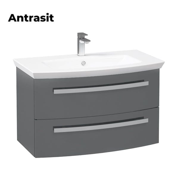 Orka Urla 90 cm  Parlak Antrasit  Banyo Dolabı