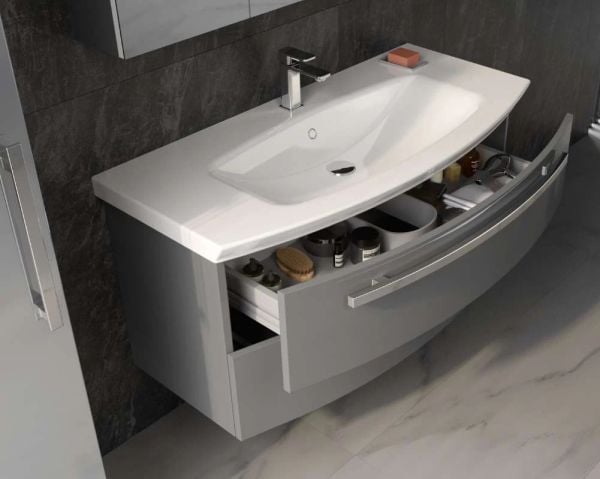 Orka Urla 90 cm  Parlak Antrasit  Banyo Dolabı