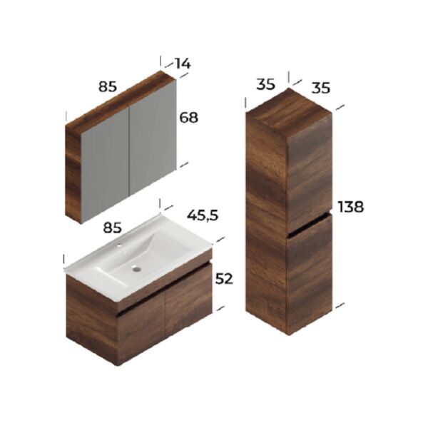 Smart Defne 85 cm Barok Banyo Dolabı