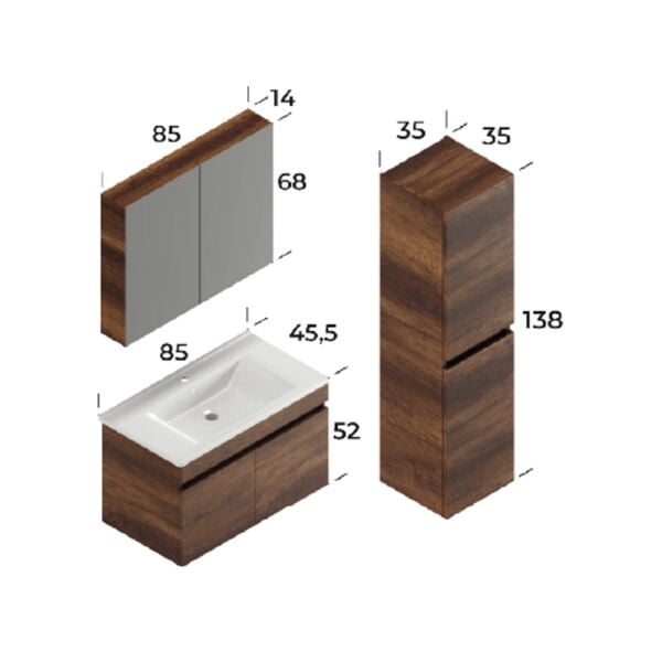 Smart Defne 85 cm Barok Banyo Dolabı